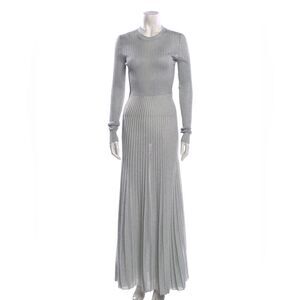 KHAITE Shimmering Silver Long Sleeve Dress
